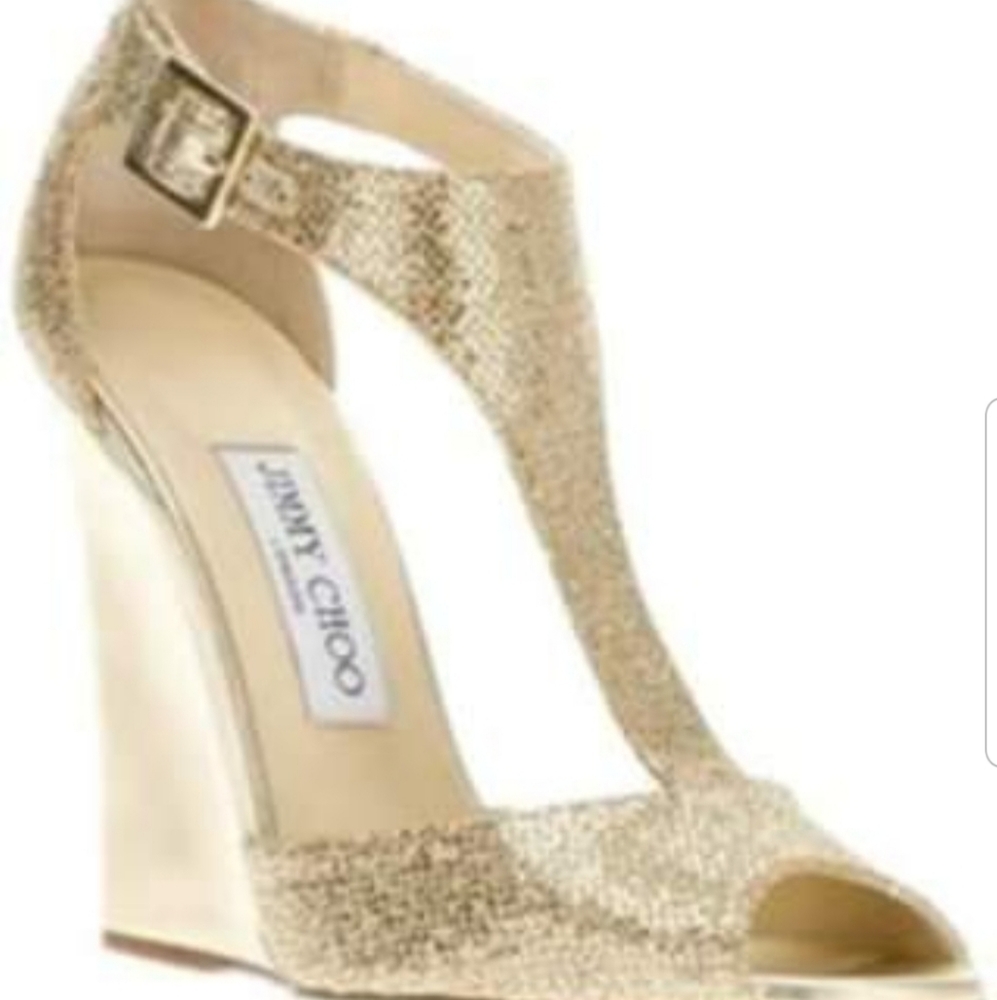 Jimmy choo gold wedges token
